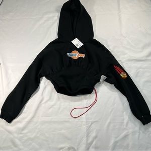 forever 21 Women’s space jam Hoodie Lace-up Corset Black Size Small